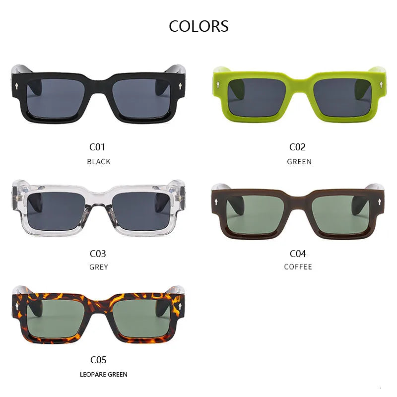 New Men's Personality Minimalist Style Sunglasses Fashion Cool Retro Rectangle Glasses Oculos De Sol Femino