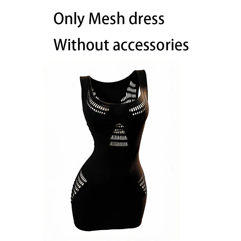 Women Summer Beach Cover Up Hollow Out Beachwear Bodycon Dress Without Underwear Sheer Mesh Fishnet Music festival Swimsuit