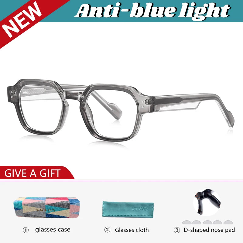 VICKY New Fashion Geometric Square Simple Design Men's and Women's Anti-Blue Light Glasses Customizable Prescription LS105