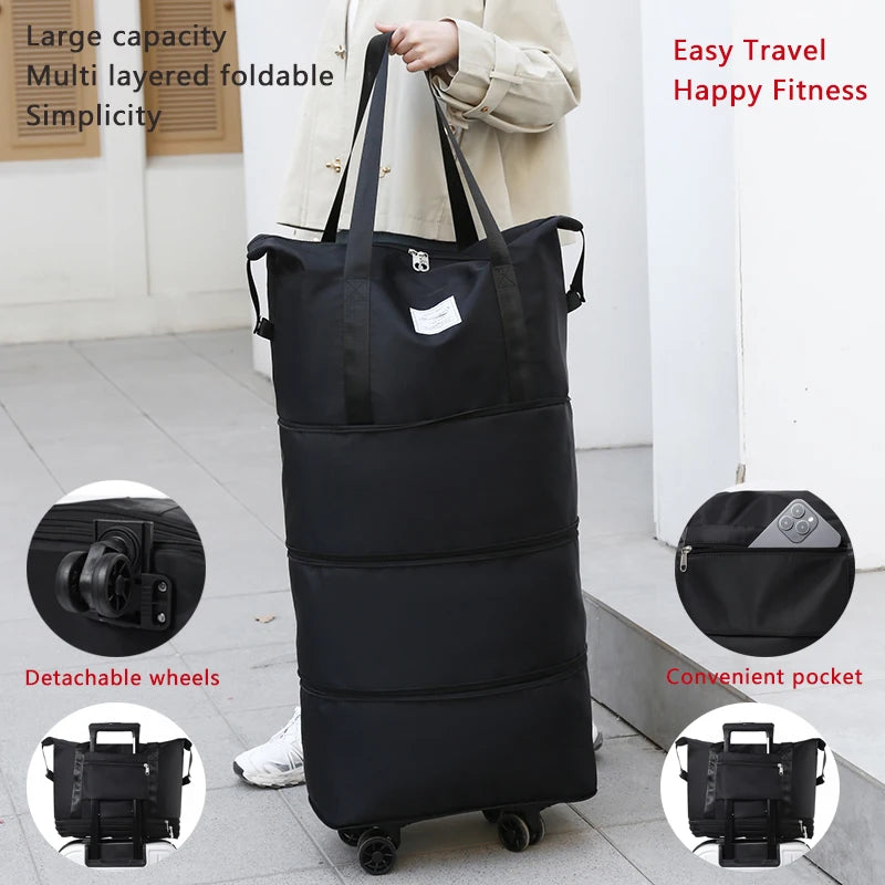 Giant Rolling Travel Duffel Bag - Spacious, Lightweight Luggage Bag With Wheels Portable Overnight Bag, Weekend Travel Bag