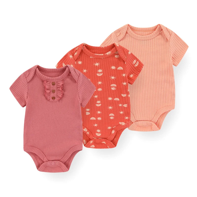 Kiddiezoom 3/4 Pcs/Lot Four Seasons Unisex Cartoon Newborn Boy Girl Bodysuits Soft Cute Infant Onesies Clothes Baby Shower Gift