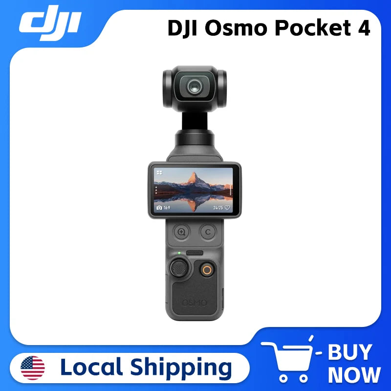 DJI Osmo Pocket 4 Camera 1" CMOS & 4K/240fps 2× Lossless Zoom 3-Axis Stabilization 107GB Built-In Storage & 800MB/s Transfer