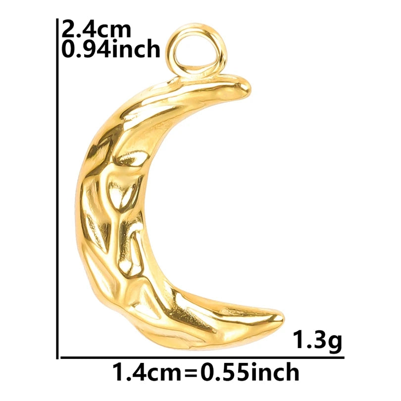 10pcs/lot Stainless Steel Crescent Moon Sun Pendants Moon Girl Friendship Mushroom Forest Charms Jewelry Making Findings No Fade