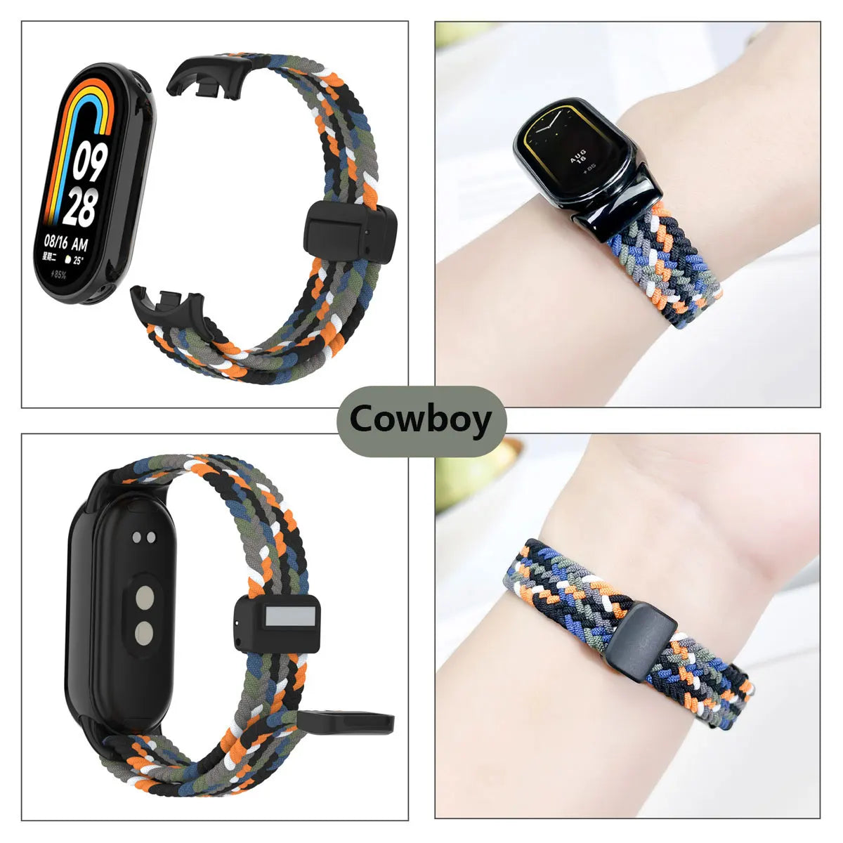 Suitable for Xiaomi Band 8 Wristband, Nylon Braided Strap, Magnet Buckle, Luxury Personality, Mi Band 8 Replacement Strap