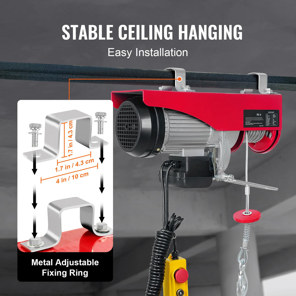 SucceBuy 200-800kg Electric Hoist with Wired/Wireless Remote Control Lifting Crane Cable Hoist Winch for Boat Garage Elevator