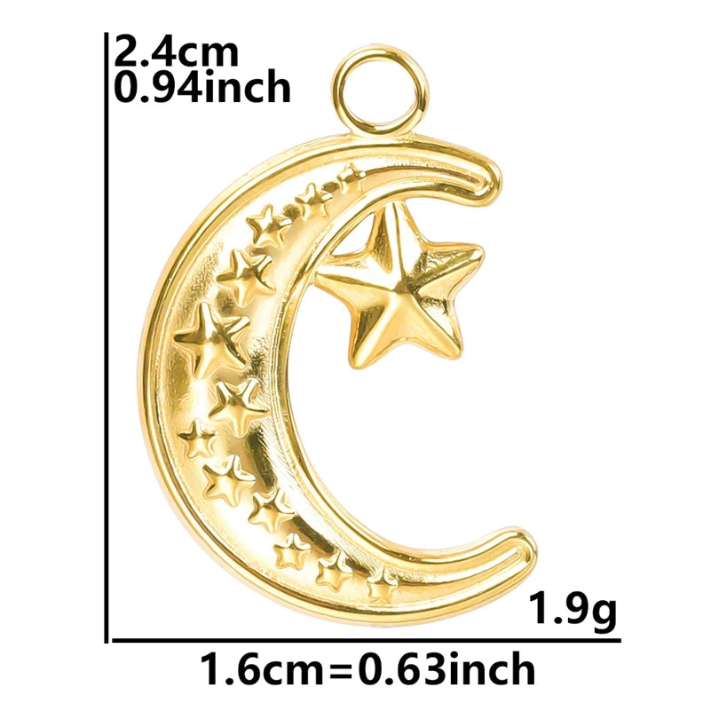 10pcs/lot Stainless Steel Crescent Moon Sun Pendants Moon Girl Friendship Mushroom Forest Charms Jewelry Making Findings No Fade