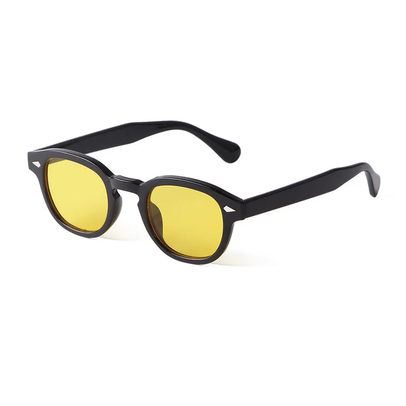 Vintage Fashion Shell Round Sunglasses Women Men 2024 Brand Design Retro Rivet Yellow Blue Lens Square Sun Glasses Female UV400