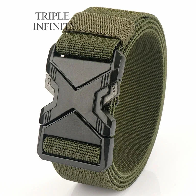 New Quick Release Metal Pluggable Buckle Tactical Belt Breathable Elastic Military Belts For Men Stretch Pants Waistband Hunting