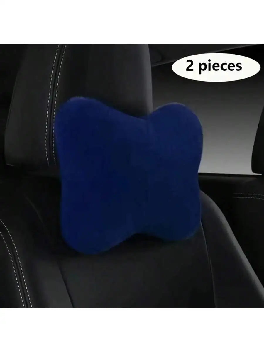 2/4pcs Luxury Plush Car Neck Pillows, Comfortable Neck Support, Faux Fur Texture, Soft Sponge Padding, Makes Traveling More Comfortable