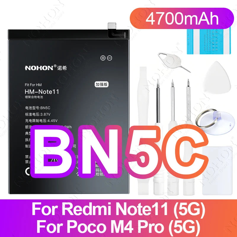 NOHON BN61 Battery for Xiaomi Poco X3 X4 GT X5 X6 Pro F5 F4 F3 F2 M5 M4 M3 M6 Pro C40 Redmi K50 K40 K30 Bateria BM4Y BN57 BP48