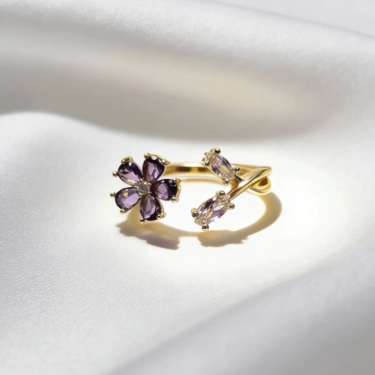 Korean CZ Sweet Crystal Zircon Heart Ring For Women Exquisite Shell Flower Opening Finger Rings Princess Wedding Jewelry
