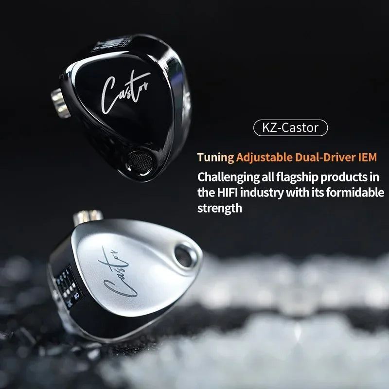 KZ Castor 2DD in Ear Earphone HiFi Dynamic High-end Tunable Earphones Monitor Headphone Cancelling Earbud ZSNPRO ZSX ESX D-FI