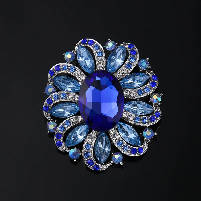 Creative Crown Brooch High-end Alloy Women's Corsage Women's Colorful Rhinestone and Water Drop Jewelry