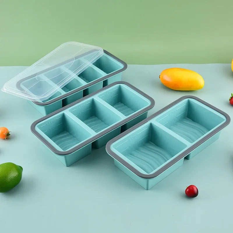 Large Ice Cube Freezer Molds-Soup,Silicone Freezer Tray with Lid Sauce,leftovers,Homemade Meal Prep Freezing Storage Containers