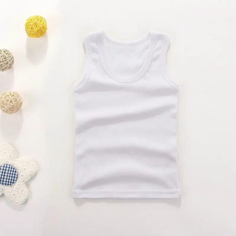2-11Y Girls Casual Vest Children Summer Clothing Kids Baby Boy Sleeveless Tops Solid Color T-shirt Tees Outfit Toddler Girl Top