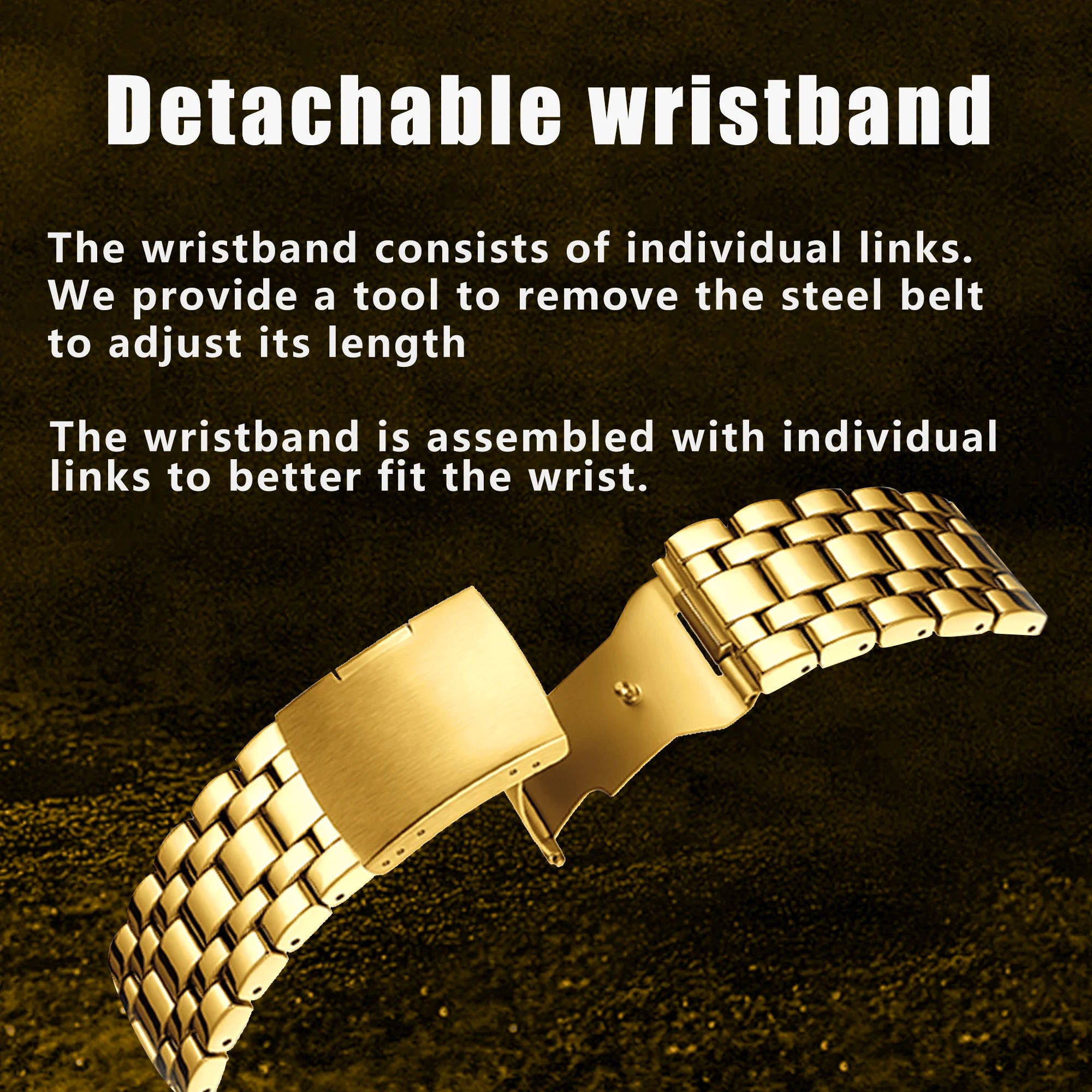 YaLaLuSi Men Gold Watch Multi Chronograph 3 Subdials Heavy Duty  Bracelet Luminous Dial Sport Quartz Wristwatch Male Gift Clock