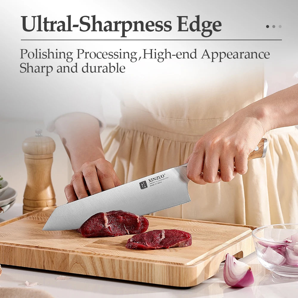 XINZUO 8.3 Inches Bunka Knife Super Sharp Kitchen Knife With High Quality Olive Wood Handle Household Tools Fine Workmanship