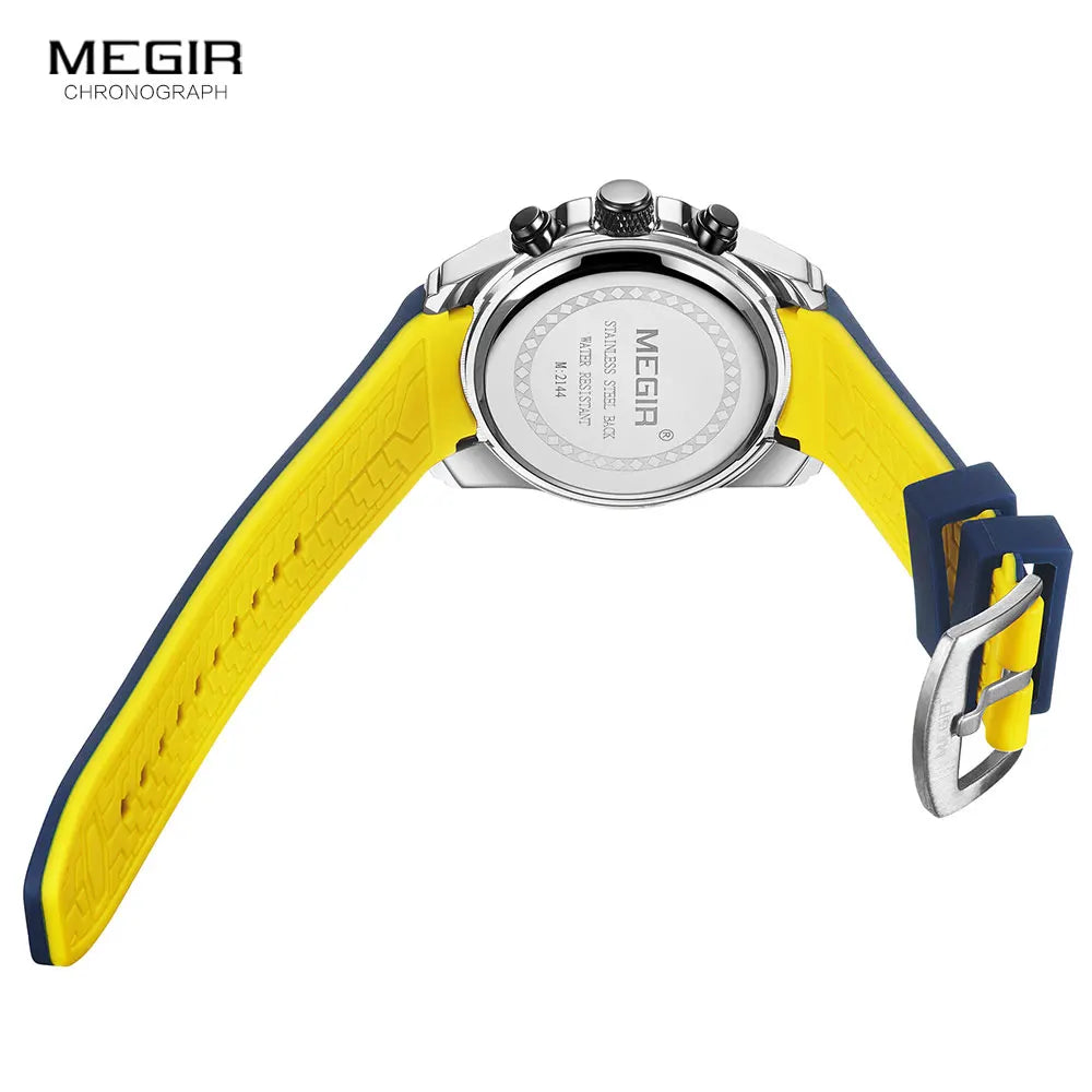 MEGIR Men's Military Sport Watches Men Waterproof Fashion Blue Silicone Strap Wristwatch Man Luxury Top Brand Luminous Watch