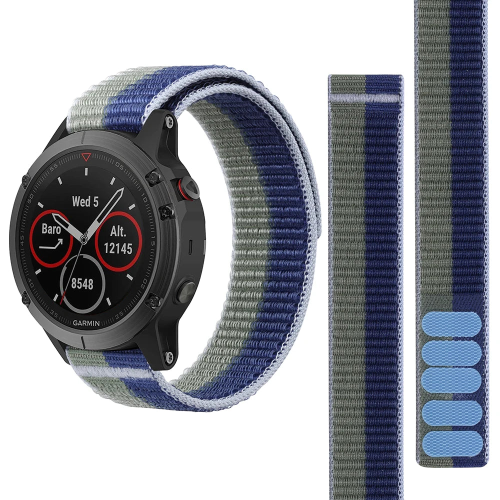 26mm 22mm Hook Loop Nylon Strap Watchband For Garmin Fenix 6X 6 Pro 5X 5 7X 7 Epix 2 Forerunner 965 955 945 935 Watch Bracelet