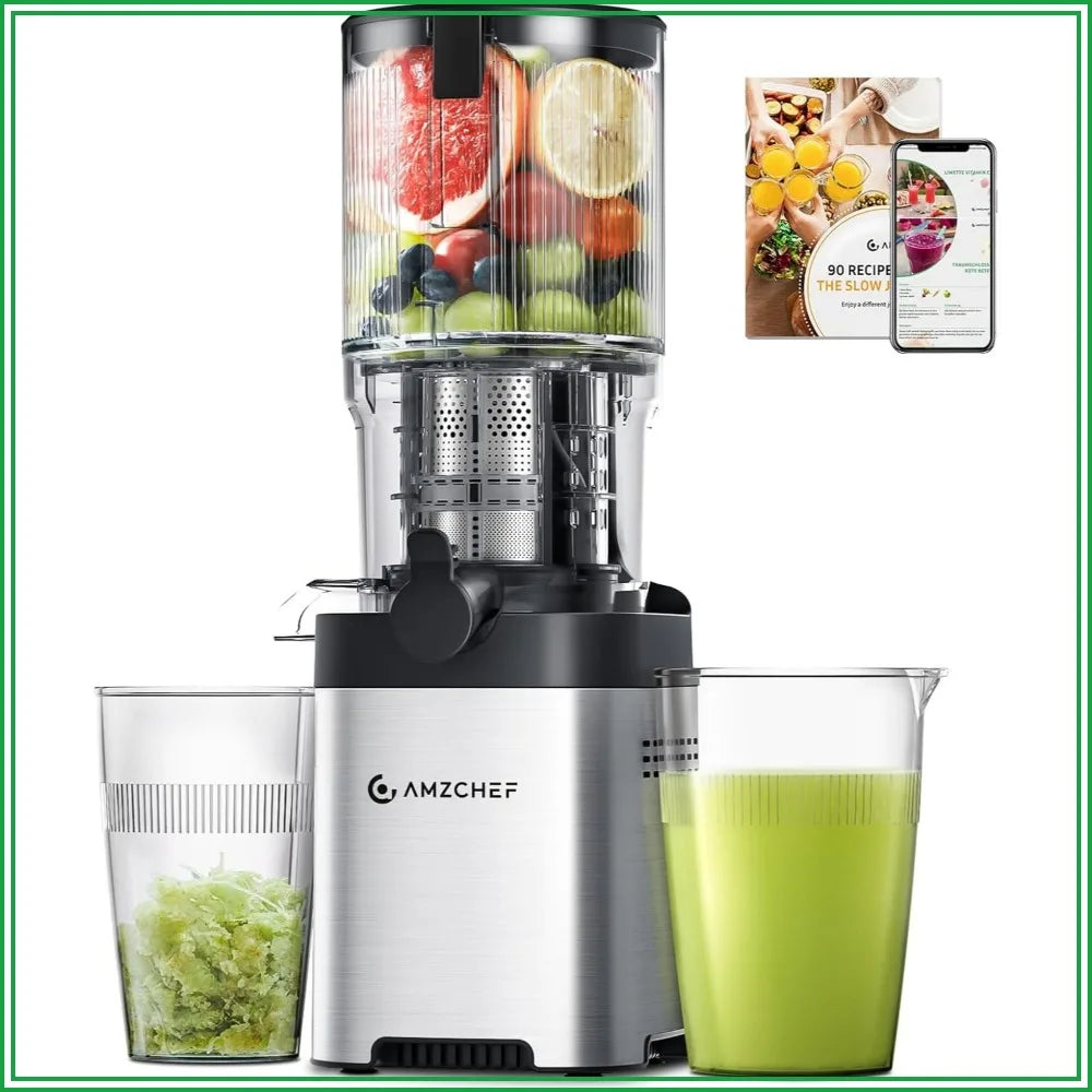 5.4" Wide Chute Cold Press Juicer, Auto-Cutting, 60RPM Slow Masticating, High Juice Yield, Easy Clean