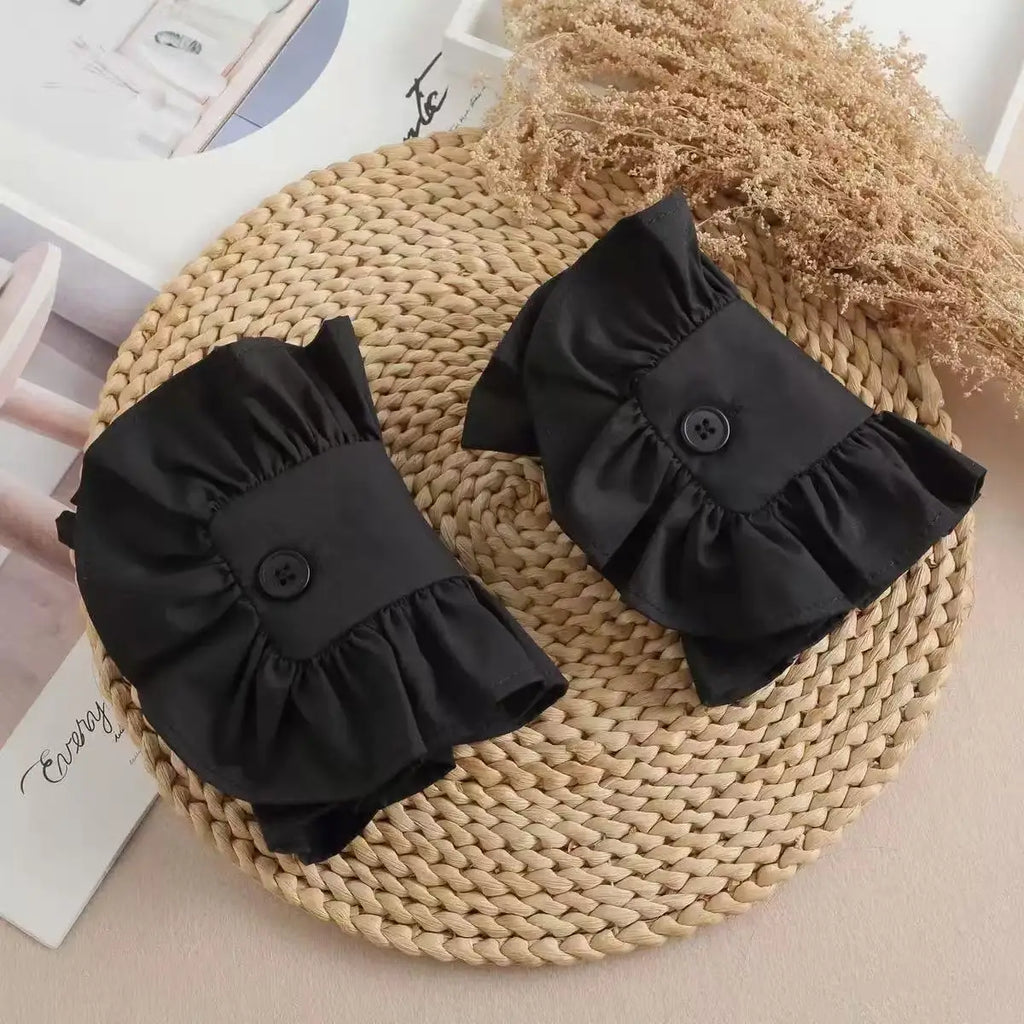 Fashion Ruffles Button Fake Collar for Women Stand Detachable Collar Fake Girls Vintage Lace Ladies False Blouse Collar