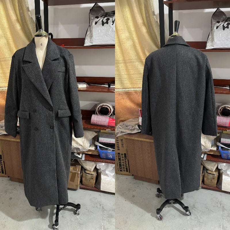 2026 Autumn Winter Solid Women's Woolen Overcoat Urban Long Sleeve Lapel Button Female Outwear Elegant Fashion Lady Overcoats