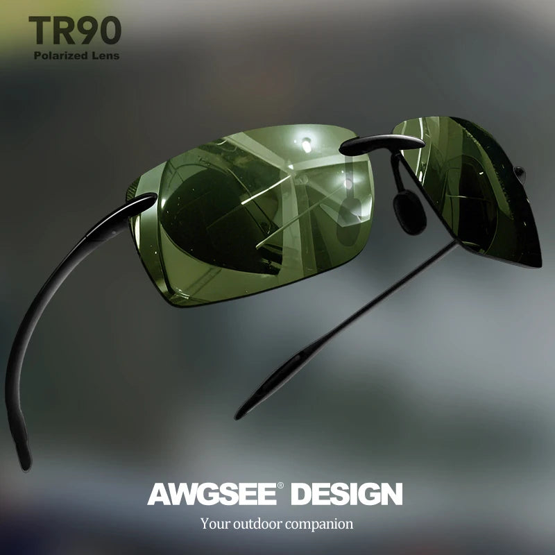 1PCS/2PCS TR90 Ultralight Polarized Sunglasses Men Brand Rimless Frame Driving Mirror Shades Sports Fishing Baseball Eyewear
