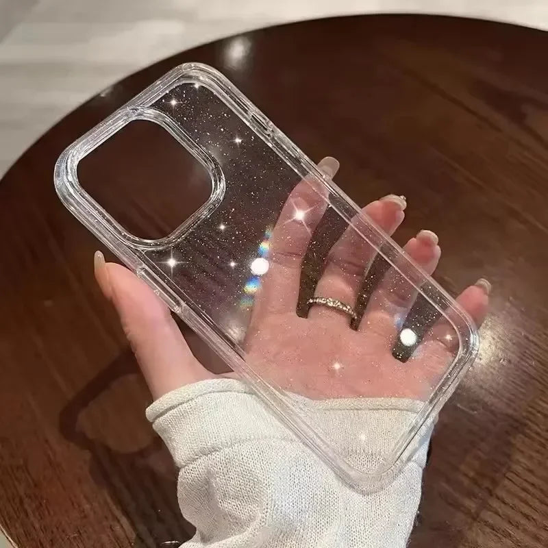 Luxury Transparent Glittering Starry Sky Pattern Phone Case For iPhone 18 17 16 Pro Max 15 14 13 12 11 XR XS 7 8 Plus Air Cover
