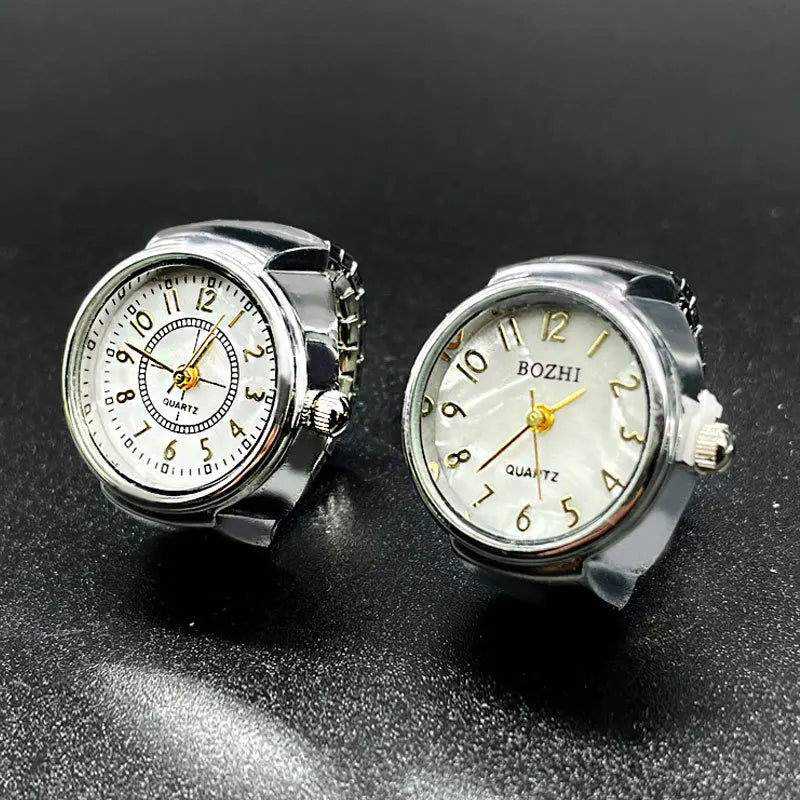 Finger Watches Selling Round Golden Silvery Quartz Men's And Women's Simple Ring Watches
