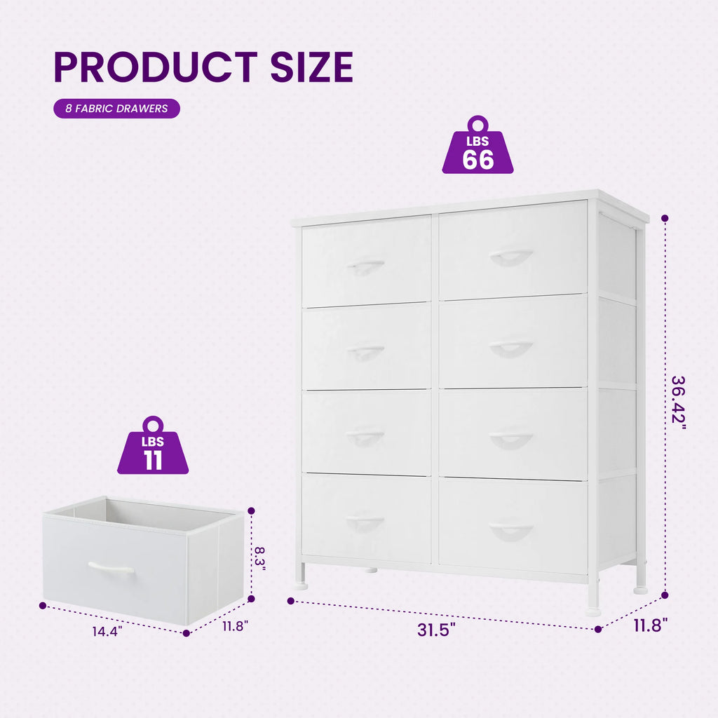 JHK Dresser Children's Wardrobe For Bedroom With 8 Fabric Drawers Storage Cabinet Steel Frame Assembly Closet For Home Furniture