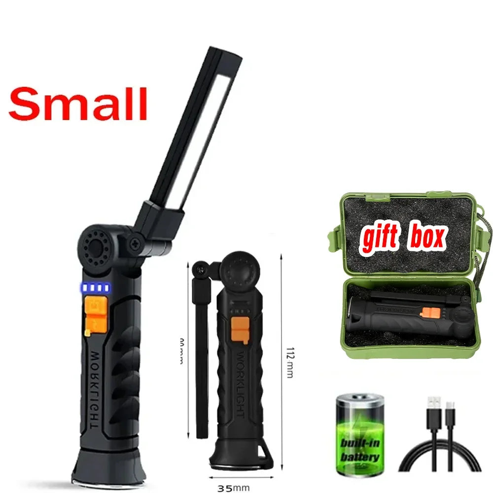 1pc COB LED Work Light Dimmable USB Rechargeable LED Flashlight Inspection Lamp With Magnet&Hook 14500/18650 Battery Torch Light