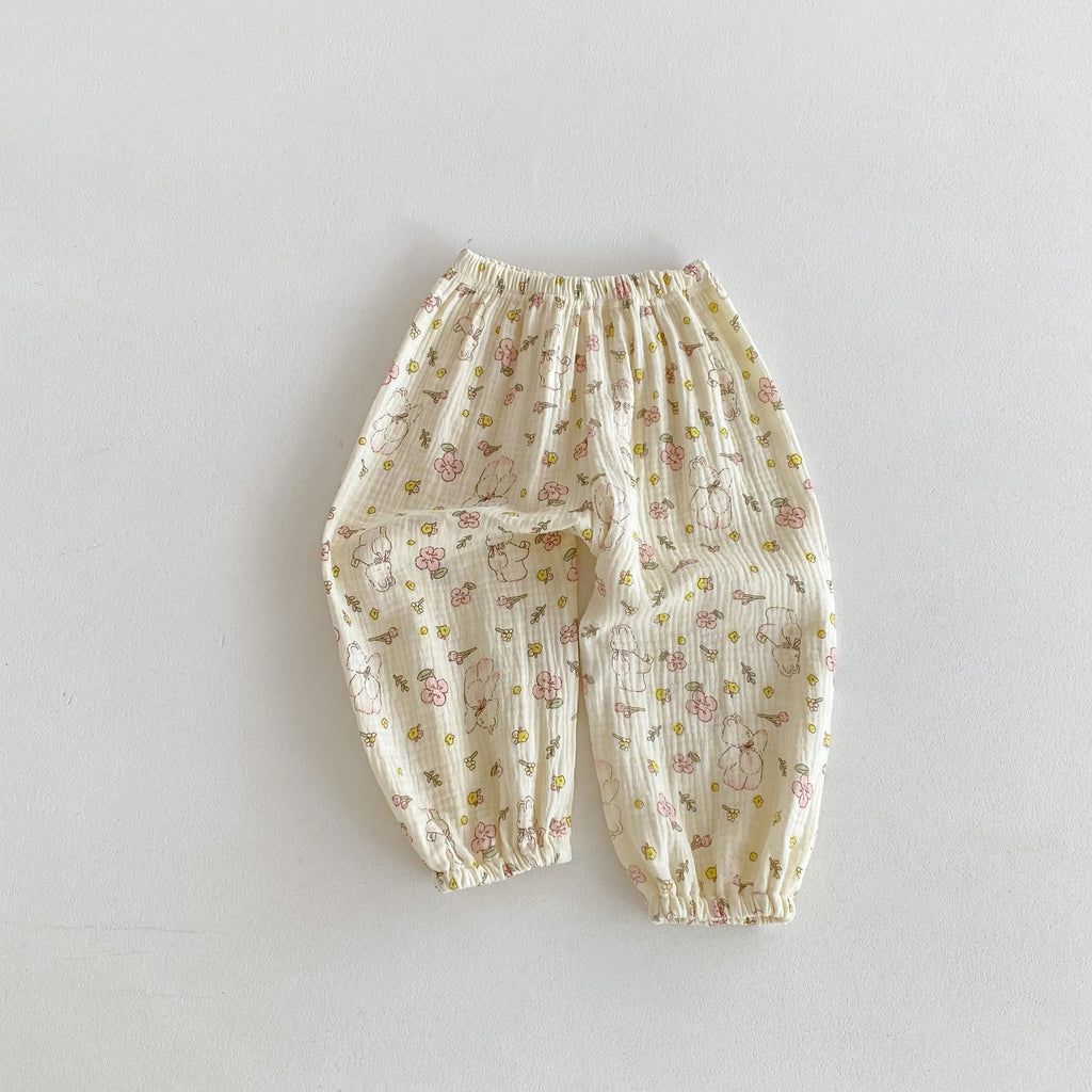 Anti Mosquito Pants For Children Clothing Summer New Style Kids Girl's Floral Trousers Loose Casual Baby Harem Pants 9m-6y 2024