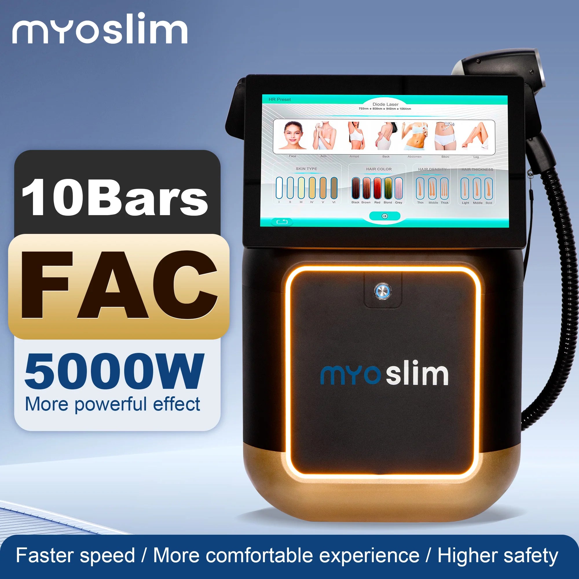 New 5000W FAC 808nm Diode Hair Removal Machine Ice Platinum 755nm 940nm 808nm 1064nm 4Wavelength Provides The Best Hair