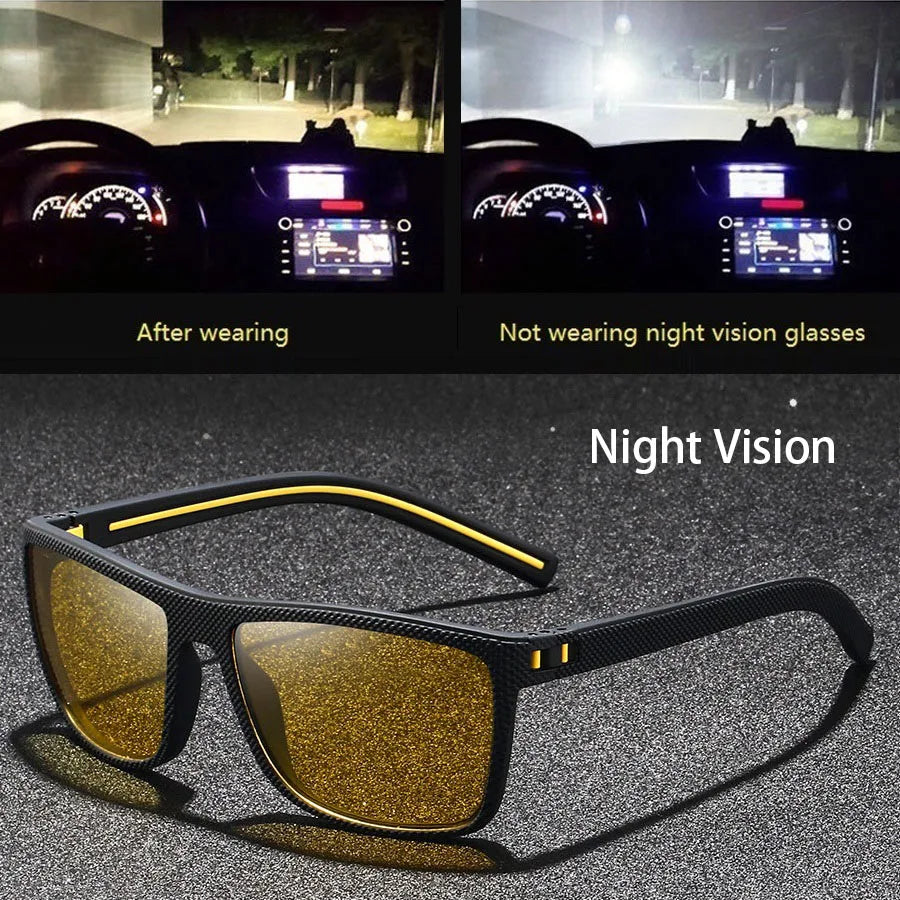 Fashion Vintage Square Frame Unisex Night Vision Glasses Reduce Visual Fatigue Lenses Anti-Glare Anti-Reflective Eyewear