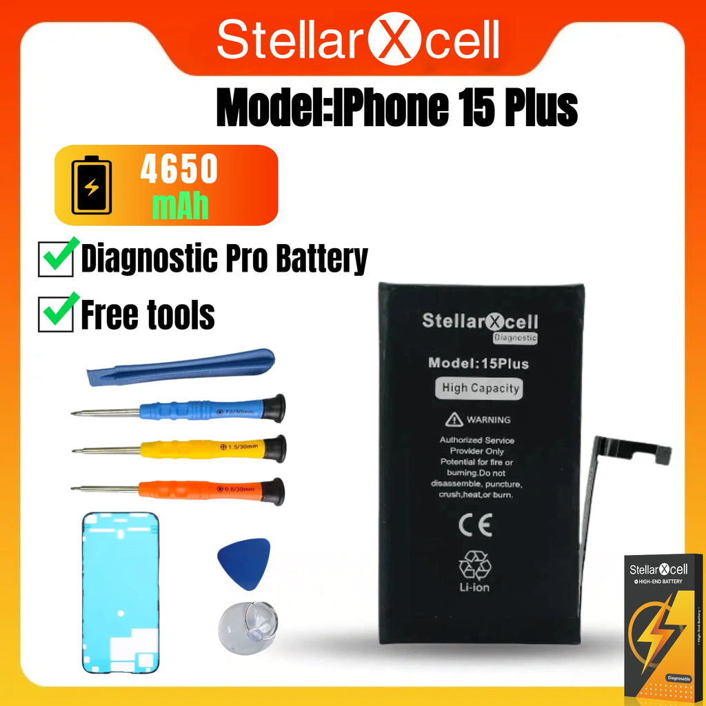 StellarXcell Diagnostic Battery Show Genuine Part No Pop Up Message for iPhone 12mini 13Pro 14Plus 15Promax Battery Replacement