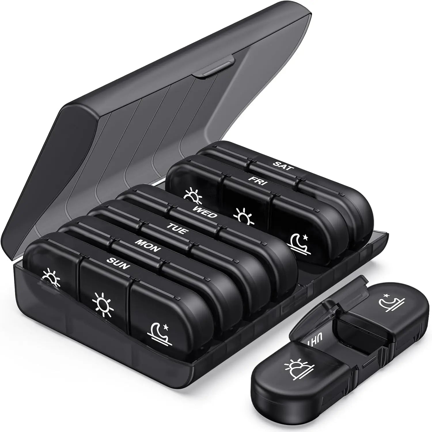 Pill Box Case 7 Day Weekly Medicine Storage Box Double Row 14grid Tablte Dispenser Organizer Open Lid First-Aid Kit Container