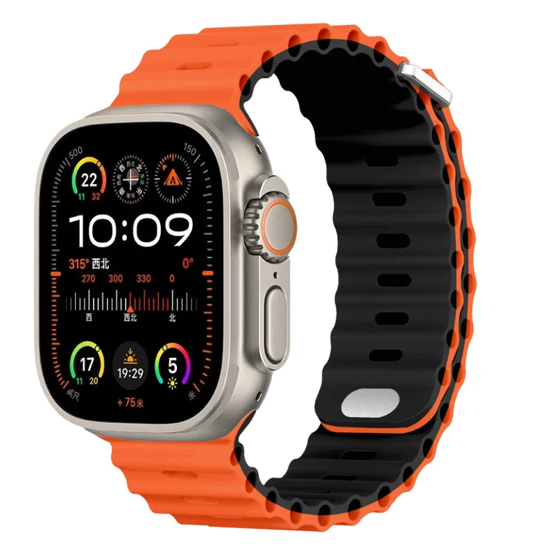 Ocean Silicone Strap For Apple Watch UItra 3 1 2 49mm 10 9 8 7 11 46mm 42mm 45mm 41mm Bracelet Wristband iWatch 6 5 4 SE3 44mm