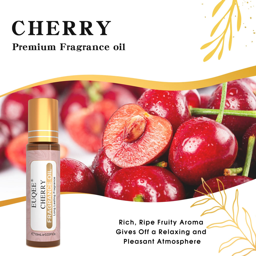 EUQEE 10ml Strawberry Cherry Watermelon Peach Fruit Fragrance Oils For Aromatherapy Diffuser Candle Making Premium Perfume Oil