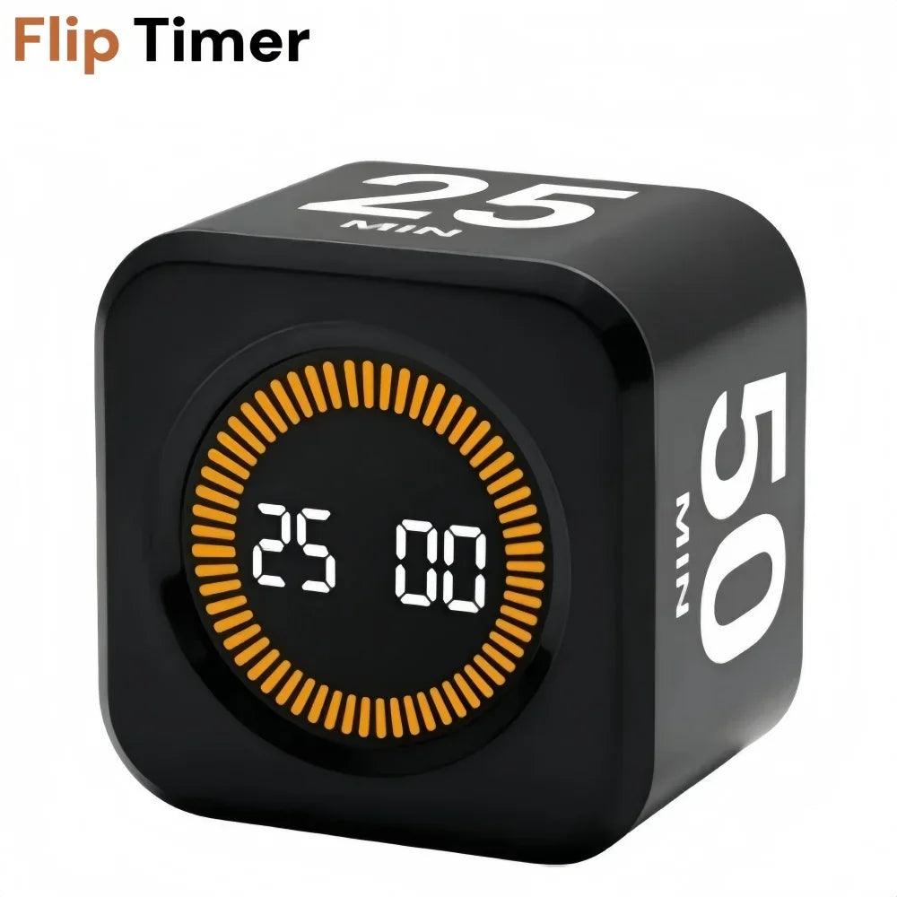 Pomodoro Timer -for Kitchen/Study/Shower Timer,Silent Flip Digital Visual egg Timer, 5/10/25/50min Cooking Gadgets Smart