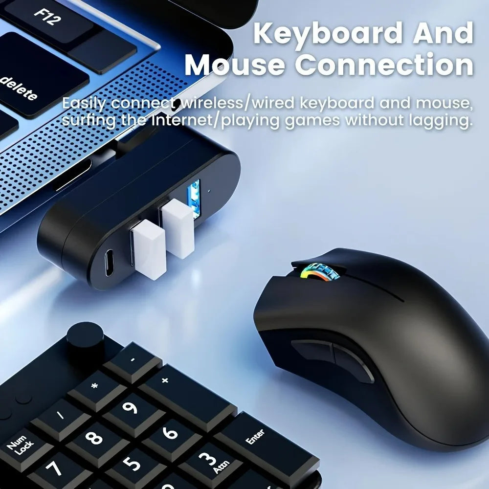 180° Rotatable Mini USB 3.0 Hub 3/4 Ports Type C Splitter High Speed Data Transfer Dock For Notebook MacBook Desktop Flash Drive