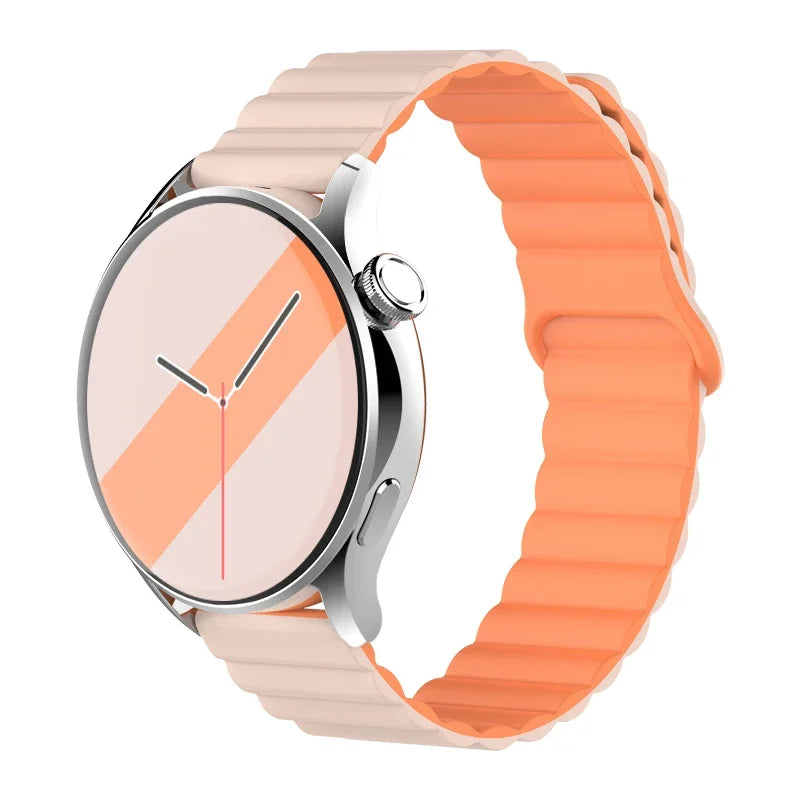 20mm 22mm Magnetic Loop band For Samsung Galaxy watch 6/5 pro/4/Classic/active 2 Silicone link bracelet huawei GT 2-2e 3-4 strap