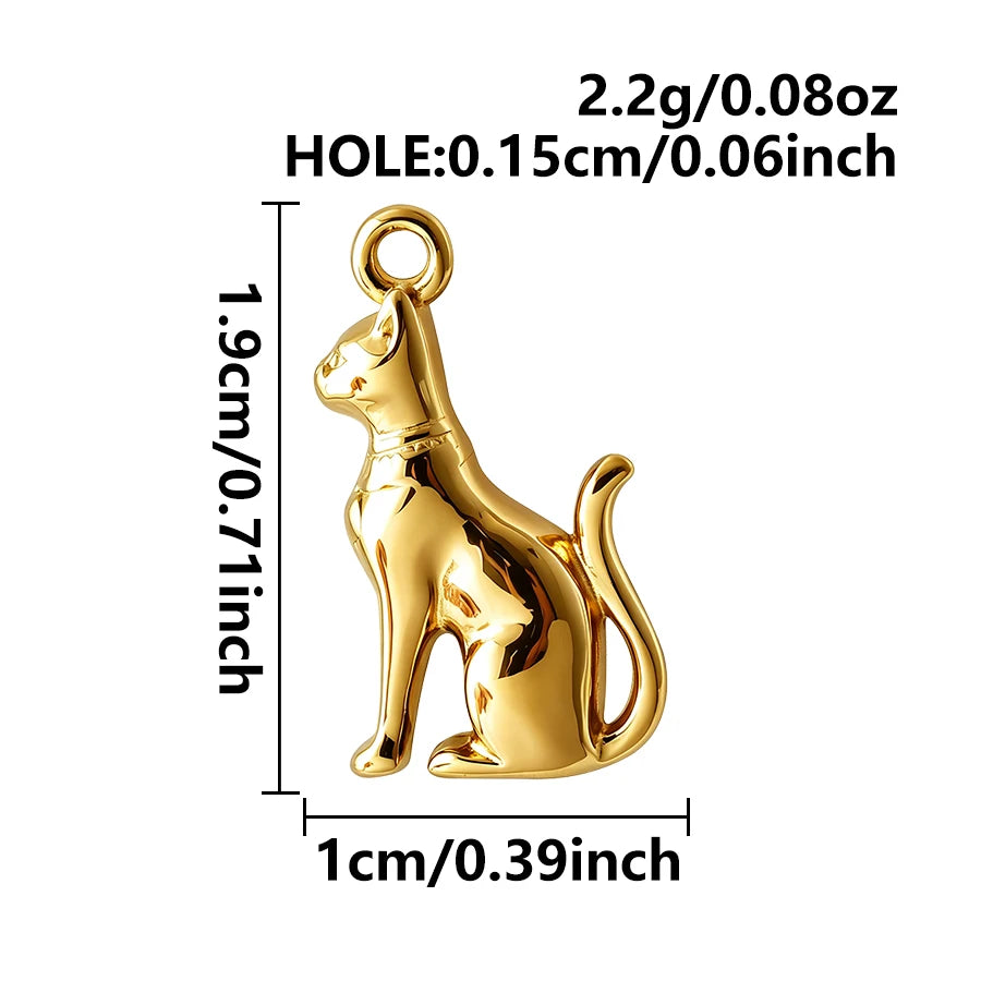 5pcs Lovely Animal Series Pendant Dog Bird Gold Plated 3D Stainless Steel Charms For DIY Jewelry Accessory in Furnace Waterproof