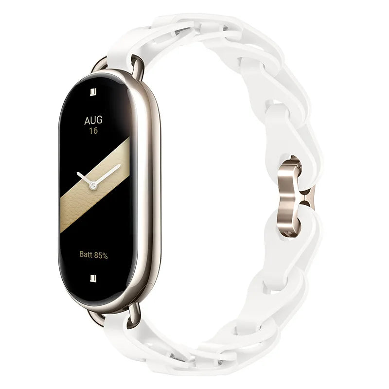 Rubber Strap for Xiaomi Mi Band 9 Stainless Steel Buckle Bracelet for Miband 8 NFC Fashion Lady Style Replacement Silicone Band