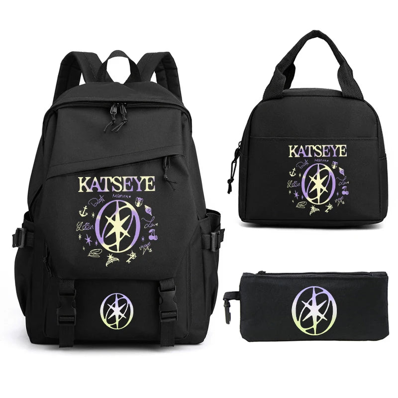 Kpop Group Katseye Backpack Set Teen Girls Back To School Gifts Korean Ulzzang Katseye Women Travel Bagpack Suit