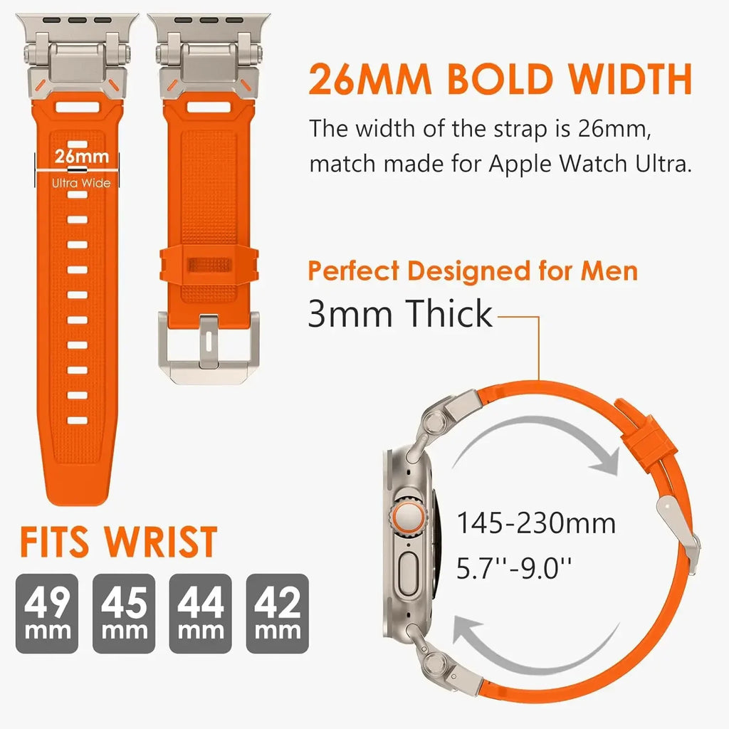 Soft Rubber Strap for Apple Watch Ultra 3 2 Band 49mm 46mm 45mm 42 44mm Luxury Bracelet for IWatch Series 11 10 9 8 7 6 5 Correa
