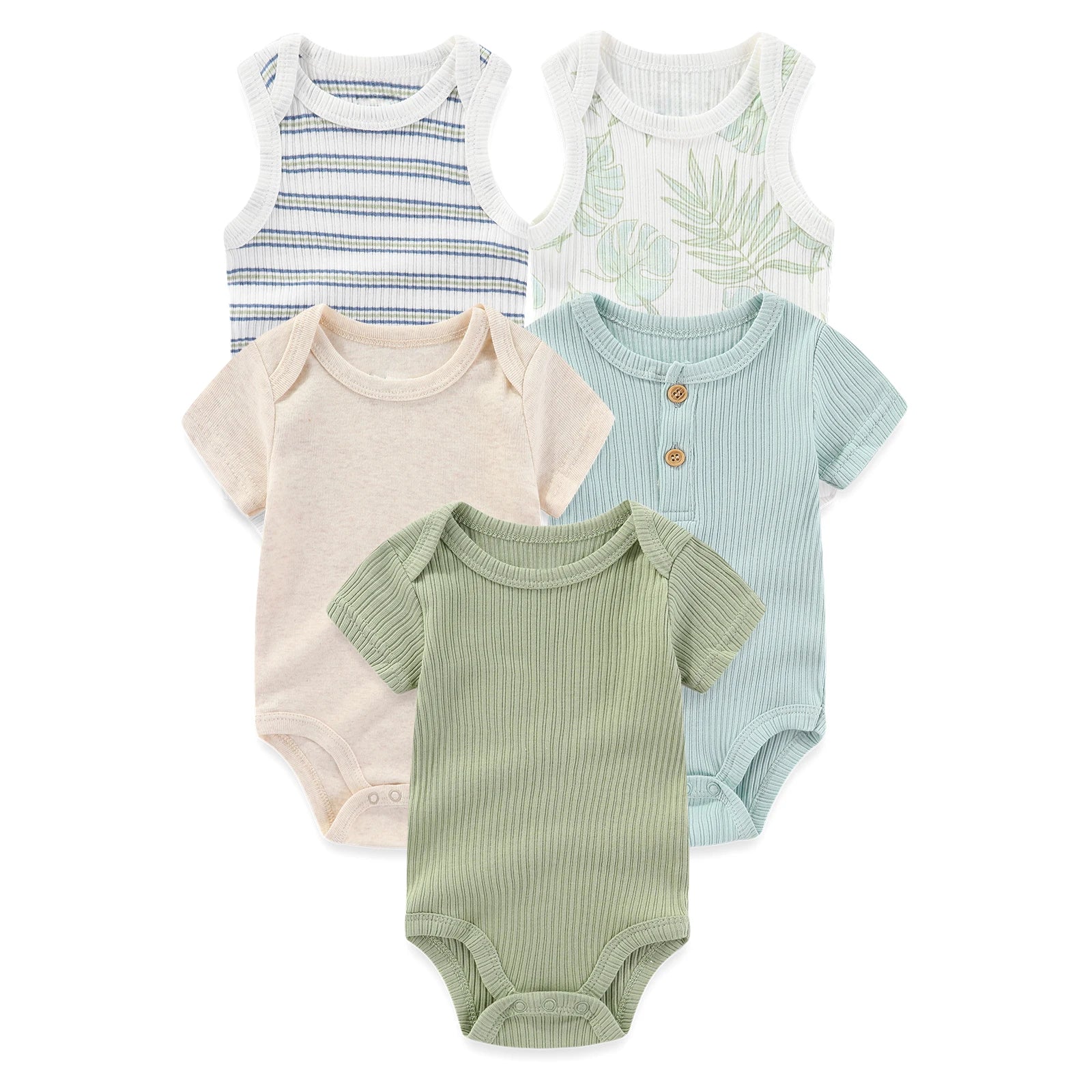 Kiddiezoom 5 Pcs/Lot Four Seasons Fashion Cartoon Short Sleeve Baby Boy Girl Bodysuits Soft 100%Cotton NewbornOnesies