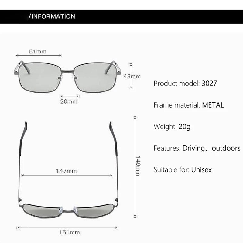 Day And Night Polarized Color-changing Sunglasses Men Driving Fishing Glasses Night Vision Driving Sunglasses Metal XTP3027