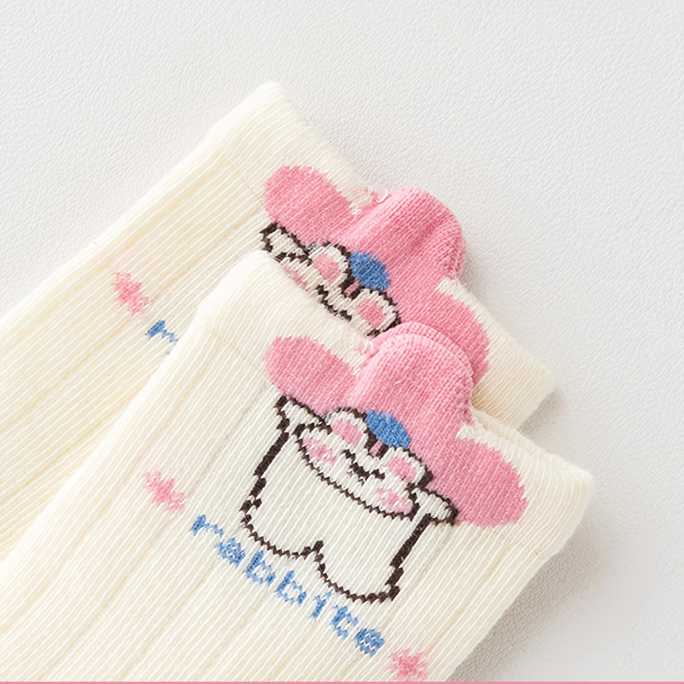 5-Pack Children's Floor Socks with 3D Bunny and Floral Patterns, Anti-Slip Dots, Soft Sole for Girls, Babies, and Toddlers, Indoor Non-Slip Striped Letter Socks, Suitable for Casual Daily Life