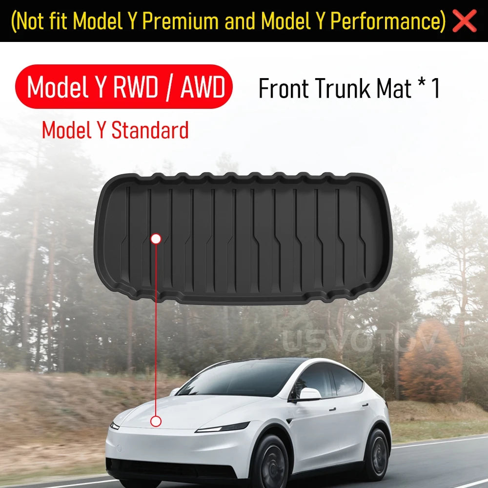 Floor Mats for 2026 2025 Tesla Model Y RWD AWD Trunk Mats Cargo Liner Frunk Backrest Mat Pads Accessories (Standard Models Only)