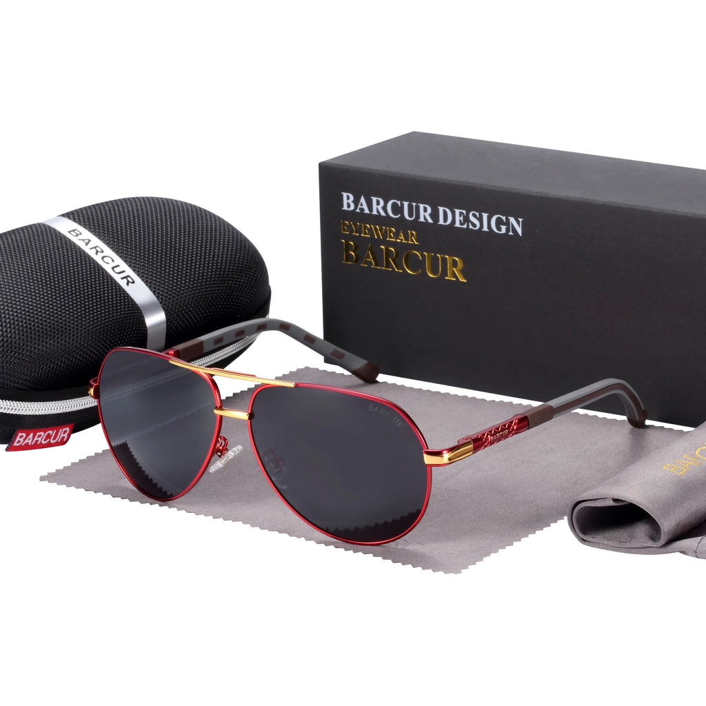 BARCUR Men Polarized Sunglasses Man Designer Red Glasses Classic Sun Glasses Women Shade Male Driving Accessories Eyewear